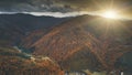 Aerial View of beautiful autumn mountain landscape Royalty Free Stock Photo