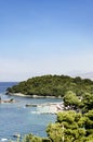 Beautiful Bay with Sandy Beach Corfu island resort in Greece Royalty Free Stock Photo