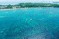 Aerial view of beautiful bay in tropical Island. Boracay Island, Philippines. Royalty Free Stock Photo