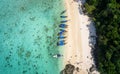 Aerial view of the beautiful beach at Bamboo Island (Koh Mai Phai)