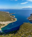Aerial view of beautiful beach and coastline on Hvar island in Croatia Royalty Free Stock Photo