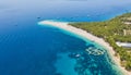 Aerial view on the beautiful beach Golden Horn,Bol Brac