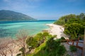 Aerial view of beautiful beach of Koh Lipe against blue sky in Satun, Thailand, Clear water and blue sky Lipe island, Thailand Royalty Free Stock Photo