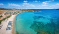 Aerial view of the beautiful beach of Legrena, Attica