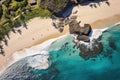 Aerial view of a beautiful beach in Maui, Hawaii, Hawaii Beach Aerial, AI Generated Royalty Free Stock Photo