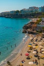 Aerial view of the beautiful beach of Nerja in Spain