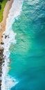 Aerial View Of Beautiful Beach: Photorealistic Wallpaper In Emerald And Amber Tones