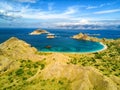 Aerial view of a beautiful beach on Pulau Padar Royalty Free Stock Photo