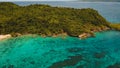 Aerial view beautiful beach on tropical island. Boracay island Philippines. Royalty Free Stock Photo