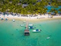 Aerial view on beautiful beach in Trou aux Biches, Mauritius Royalty Free Stock Photo