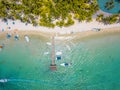 Aerial view on beautiful beach in Trou aux Biches, Mauritius Royalty Free Stock Photo