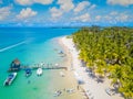 Aerial view on beautiful beach in Trou aux Biches, Mauritius