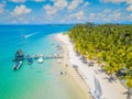 Aerial view on beautiful beach in Trou aux Biches, Mauritius Royalty Free Stock Photo