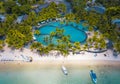 Aerial view on beautiful beach in Trou aux Biches, Mauritius Royalty Free Stock Photo