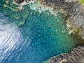 Aerial shot of clear Sao Jorge water