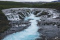 aerial view of beautiful Bruarfoss waterfall on Bruara river