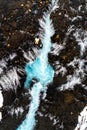 Aerial view of beautiful Bruarfoss waterfall with turquoise water, South Iceland Royalty Free Stock Photo