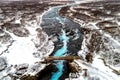 Aerial view of beautiful Bruarfoss waterfall with turquoise water, South Iceland Royalty Free Stock Photo