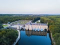 Aerial view on Chenonceaux Castle during sunset in Loire Valley, France Royalty Free Stock Photo