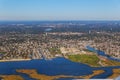 Aerial view of beautiful city landscape at NEW YORK of the lake cloud