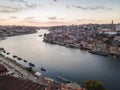 Aerial view of beautiful city of Porto at sunset, Portugal Royalty Free Stock Photo