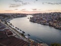 Aerial view of beautiful city of Porto at sunset, Portugal Royalty Free Stock Photo