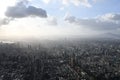 Aerial view of a beautiful city from the roof of Taipei 101 on a cloudy day in Taiwan Royalty Free Stock Photo