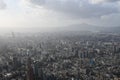 Aerial view of a beautiful city from the roof of Taipei 101 on a cloudy day in Taiwan Royalty Free Stock Photo