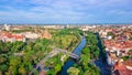 Aerial view of the beautiful city of Timisoara, Romania. Royalty Free Stock Photo