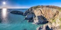 Aerial view of the beautiful cliffs close to the historic South Stack lighthouse on Anglesey - Wales Royalty Free Stock Photo