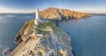 Aerial view of the beautiful cliffs close to the historic South Stack lighthouse on Anglesey - Wales