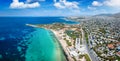 Aerial view of the beautiful coast of Voula in Athens Royalty Free Stock Photo