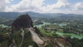 Approaching aerial drone view of La Piedra del PeÃÂ±ol in Colombia