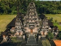 Aerial view of beautiful complex traditional Hinduism stone balinese temple