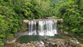 Aerial view of beautiful Curtain Falls in the greenery of Baganga Royalty Free Stock Photo