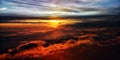 Aerial view of a beautiful dramatic sunrise. Light playing between the clouds Royalty Free Stock Photo