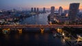 Aerial view of beautiful dusky time chaopraya river