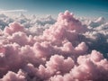 Aerial view of beautiful fluffy pink clouds