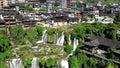 Aerial view of beautiful Furong waterfall in famous Ancient Town.