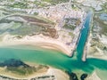 Aerial view of beautiful Fuseta by Ria Formosa Natural Park, Algarve, Portugal Royalty Free Stock Photo
