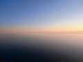 Aerial view beautiful gold sunset at sea on a clear day. Beautiful sea landscape against the background of bright sky