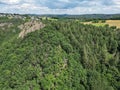 Aerial view Beautiful green forest, many trees different colors germany rhineland palantino Royalty Free Stock Photo