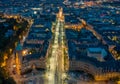 Aerial view of beautiful illuminated Paris at night