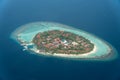 Aerial view of a beautiful island in the Maldives