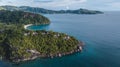 Aerial view of beautiful island at Seychelles in the Indian Ocean. Royalty Free Stock Photo