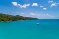 Aerial view of beautiful island at Seychelles in the Indian Ocean.Top view from drone Royalty Free Stock Photo