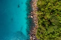 Aerial view of beautiful island at Seychelles in the Indian Ocean. Top view from drone Royalty Free Stock Photo