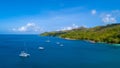 Aerial view of beautiful island at Seychelles in the Indian Ocean.Top view from drone Royalty Free Stock Photo