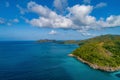 Aerial view of beautiful island at Seychelles in the Indian Ocean. Top view from drone Royalty Free Stock Photo