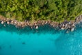 Aerial view of beautiful island at Seychelles in the Indian Ocean. Top view from drone Royalty Free Stock Photo